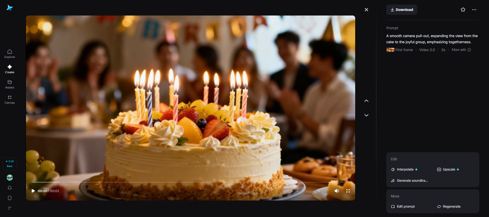 Smart multi-frame video generation feature in Dreamina