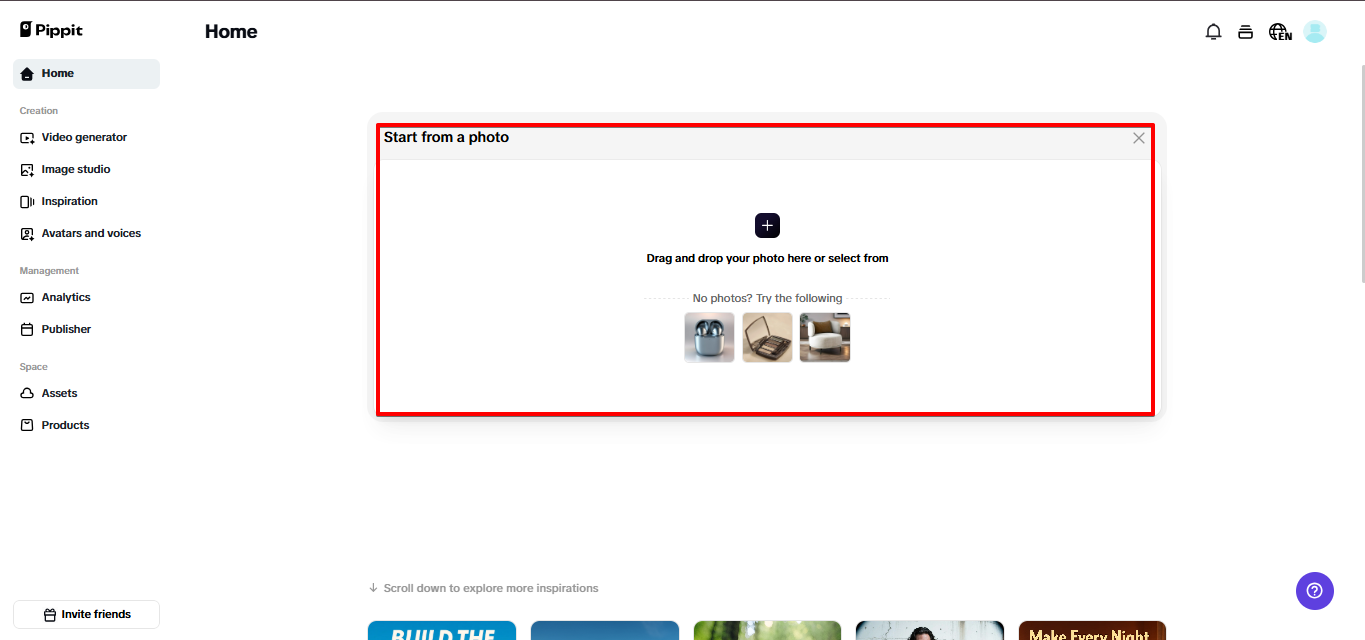 Carregando imagem para o Pippit