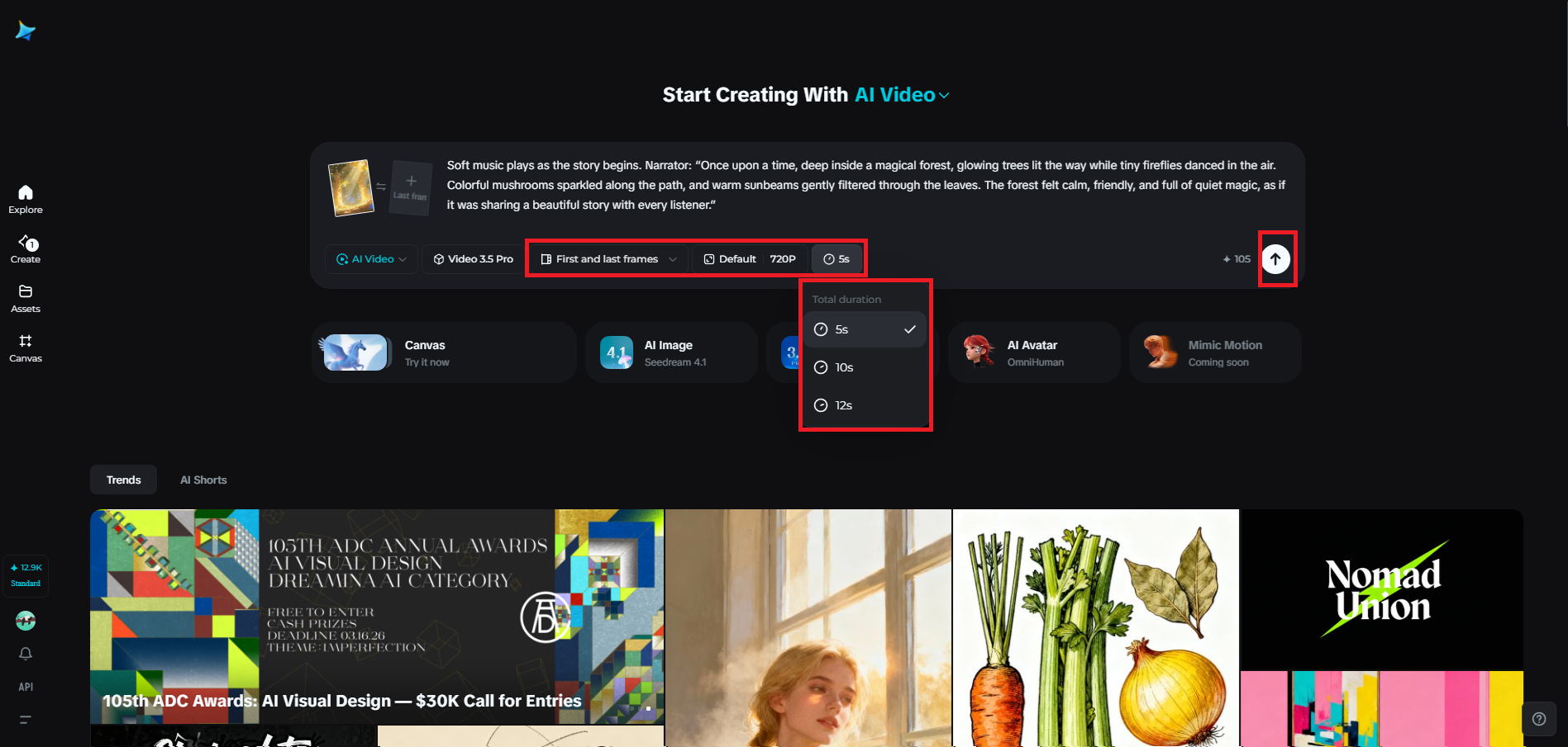 Set video duration and generate