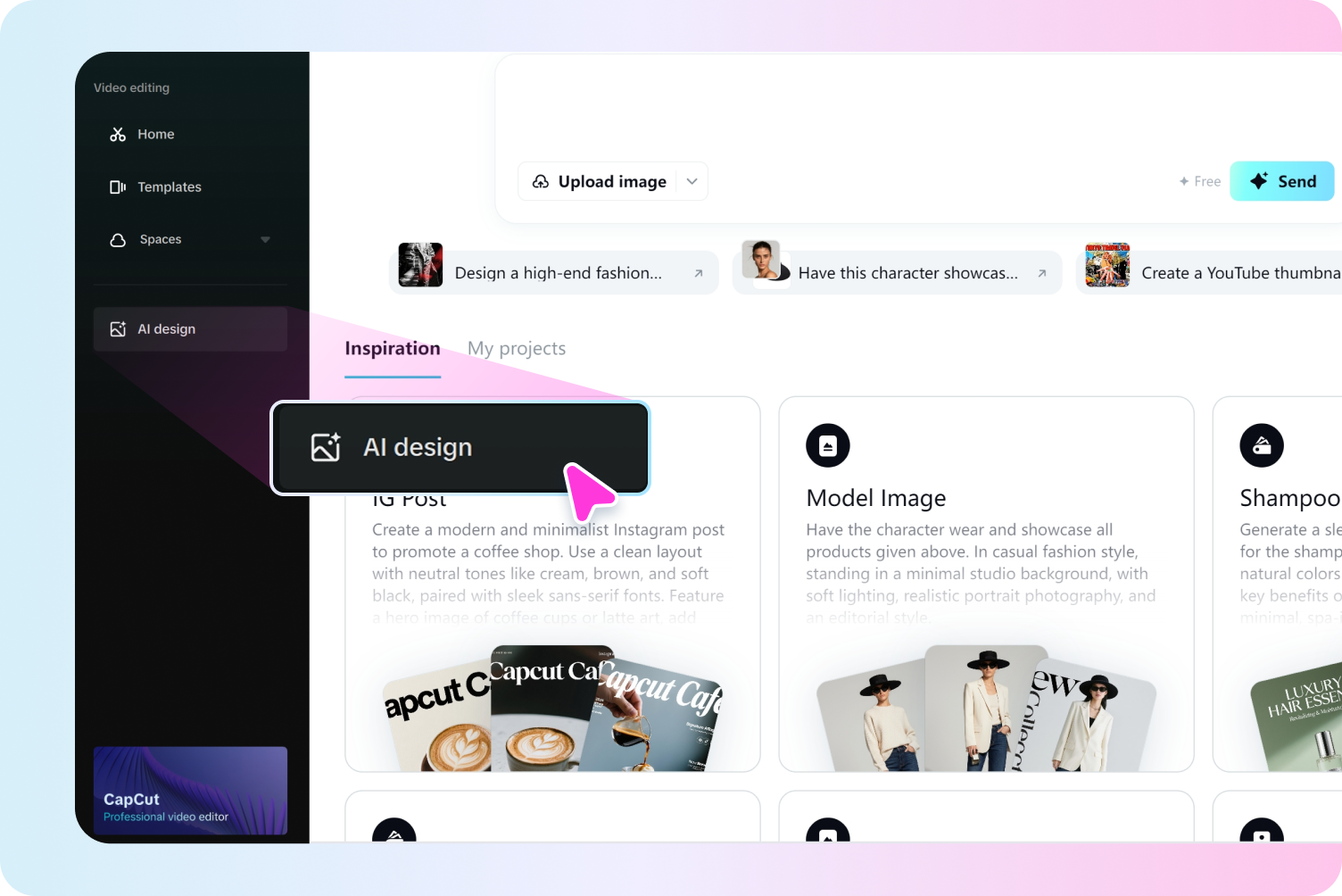 CapCut's AI design feature