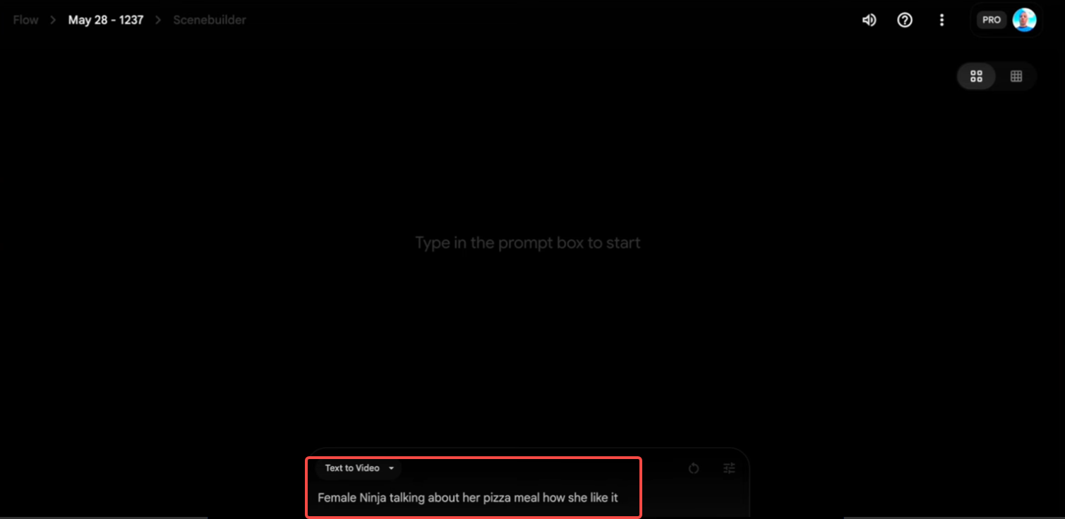 Generate a video using Flow