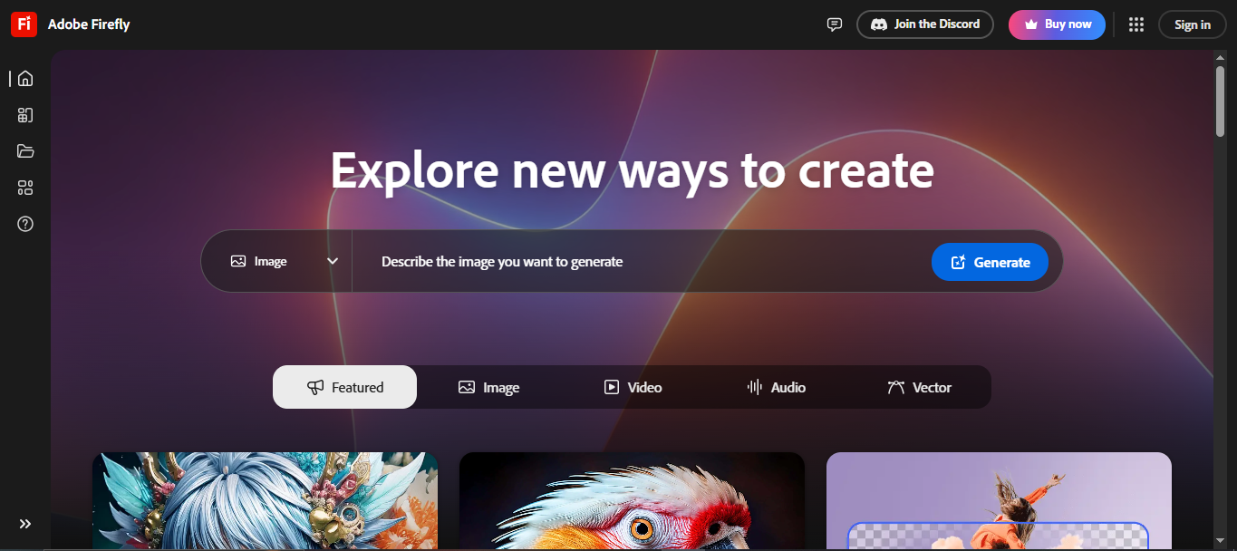 Image showing the interface of the Adobe Firefly video model