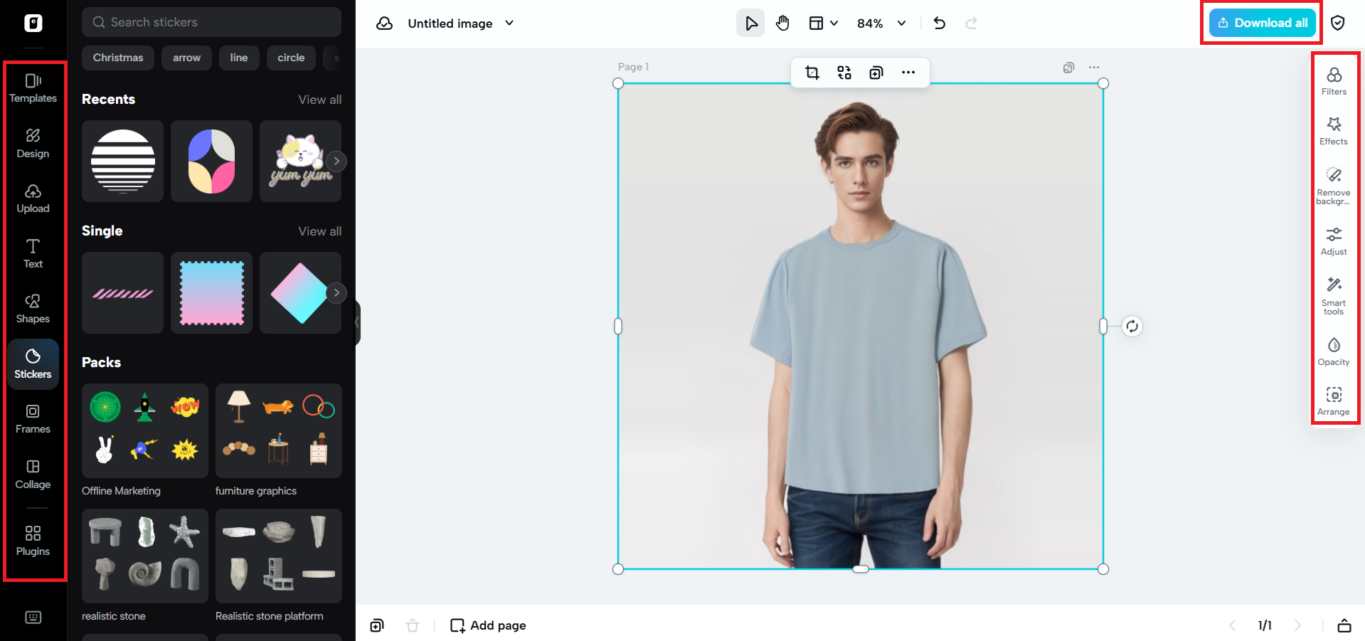 Edit and download the images