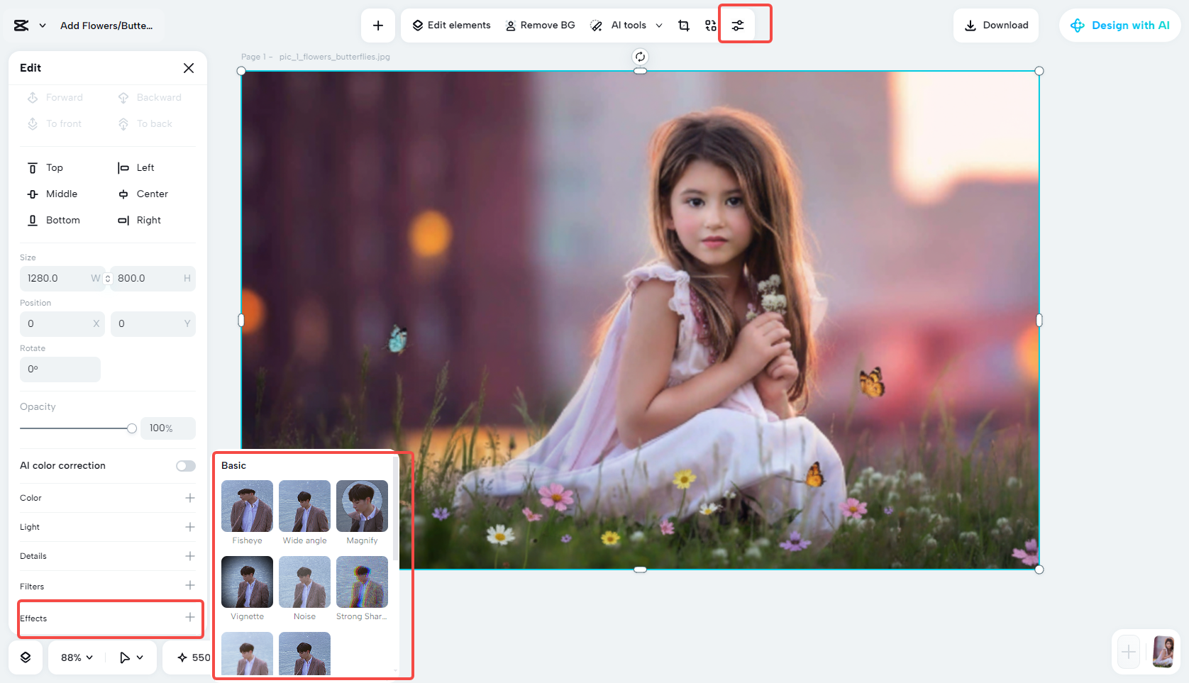 Add an effect to your image