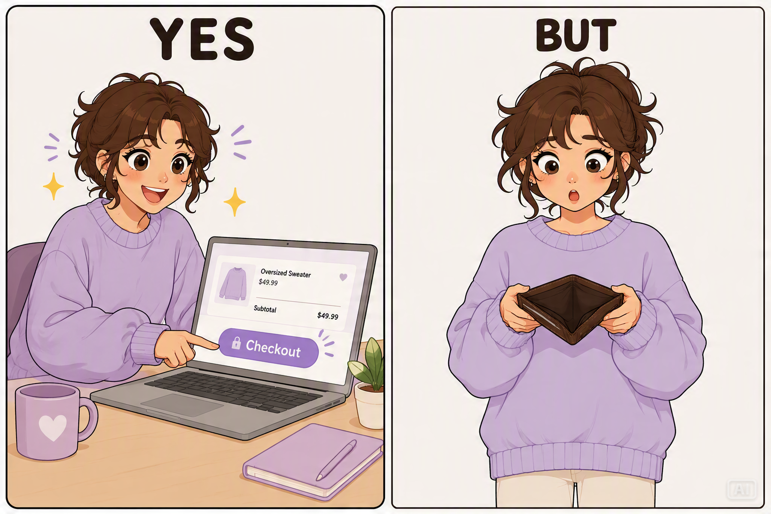 Yes but shopping meme image generated by Pippit