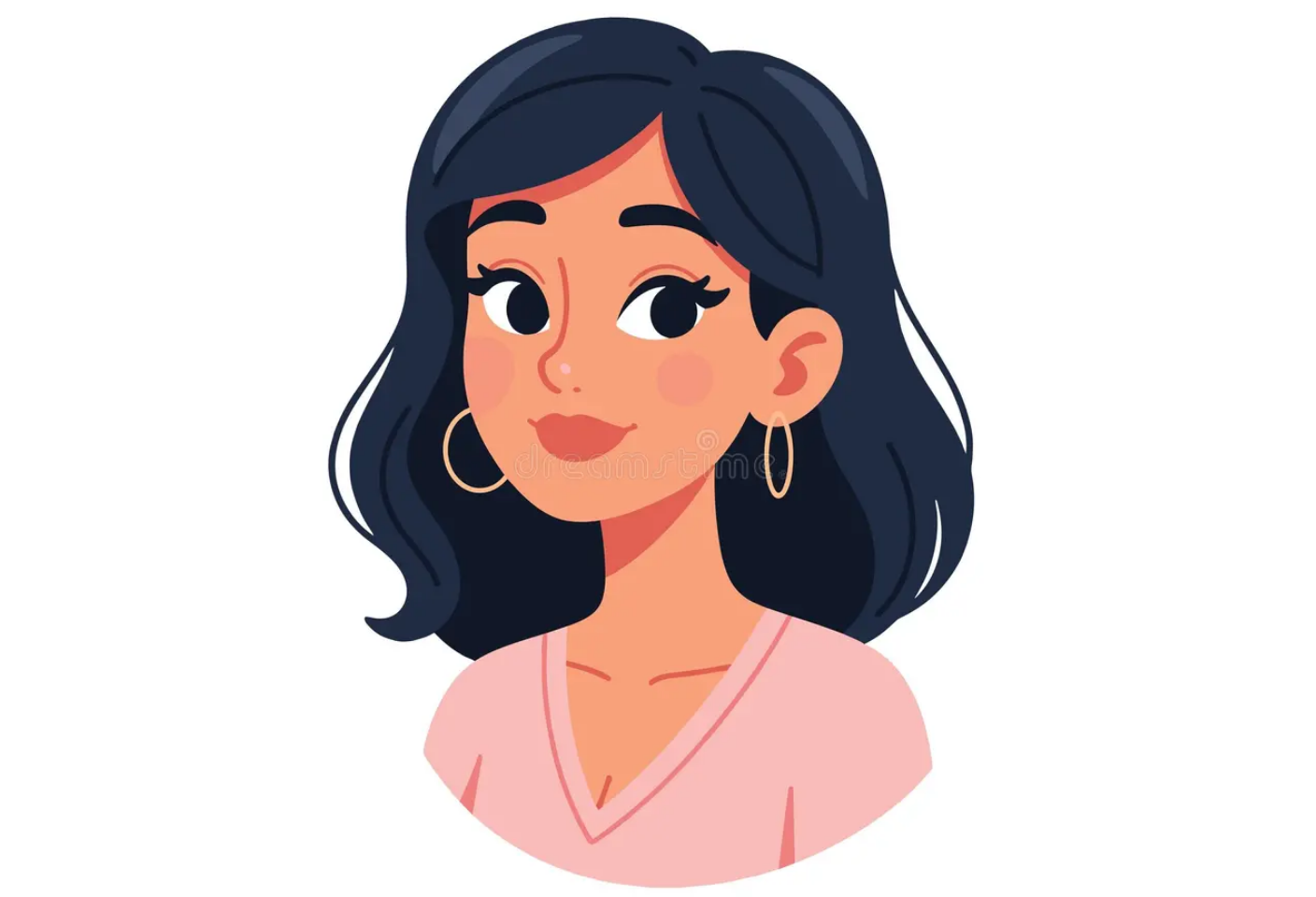 Cartoon profile with clean lines and soft pastel colors