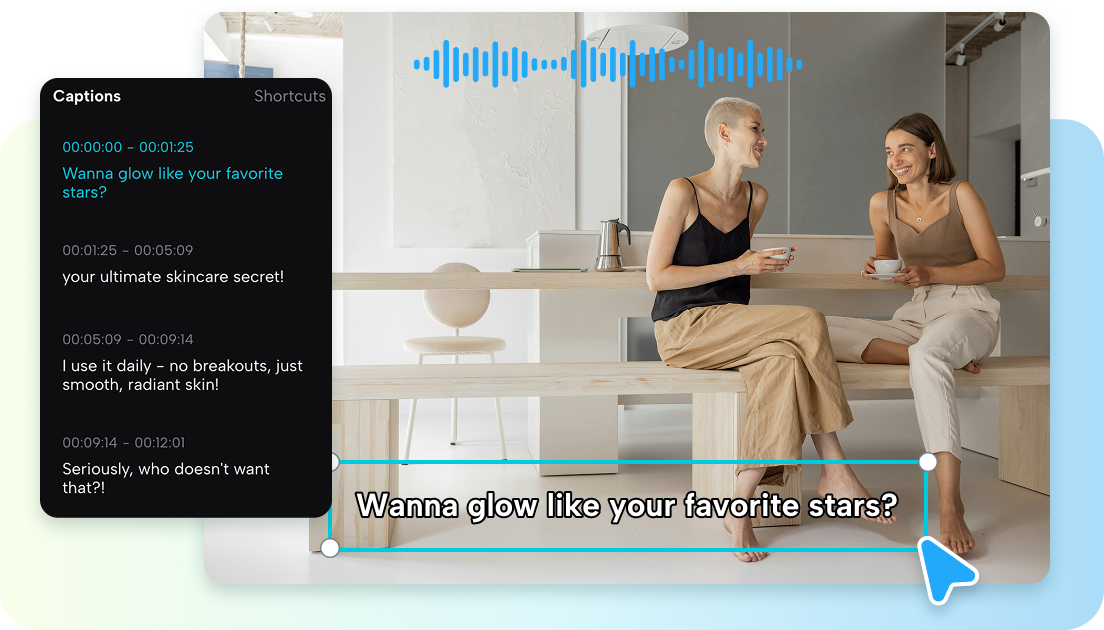 Seamless integration of transcriptions into videos