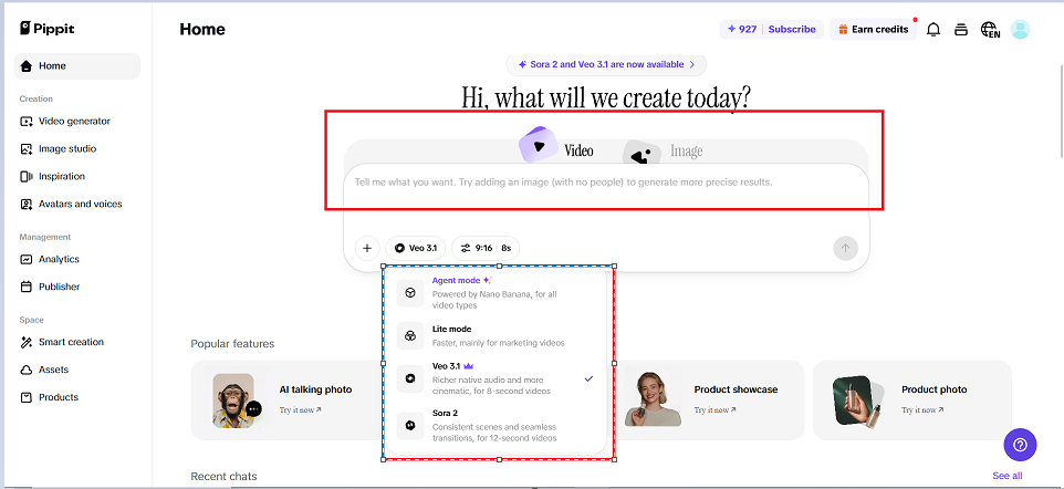 Vai al ''Generatore di video'' per creare il tuo video