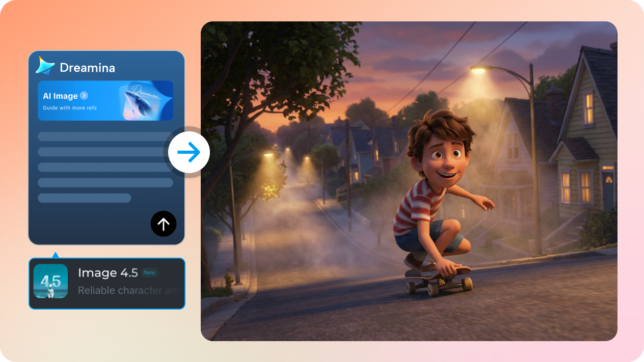 Genere imágenes de IA al estilo de Pixar a partir de mensajes de texto en Dreamina
