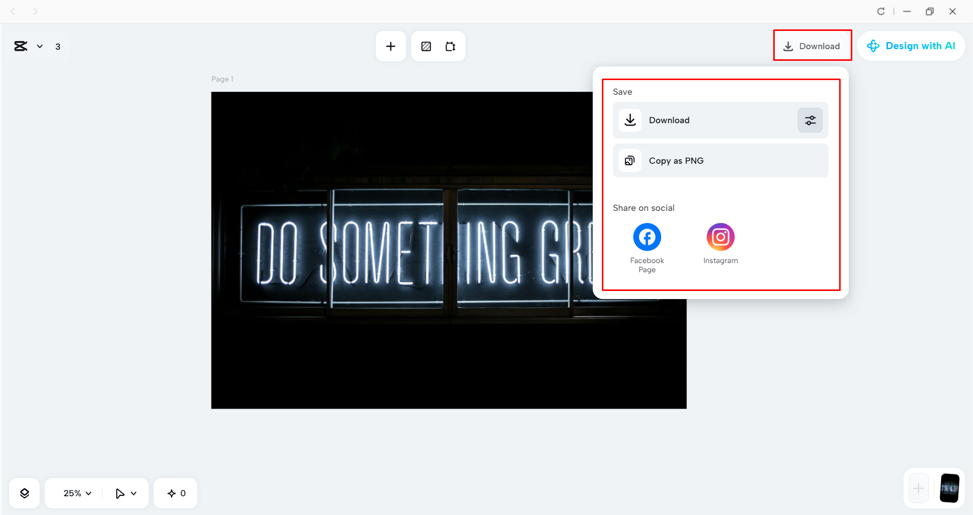 Downloading the cover photo from the CapCut desktop video editor