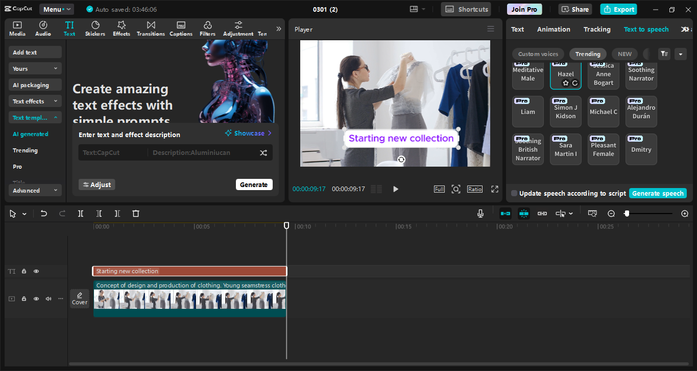 Editing interface of CapCut desktop video editor, the best software to text write in video
