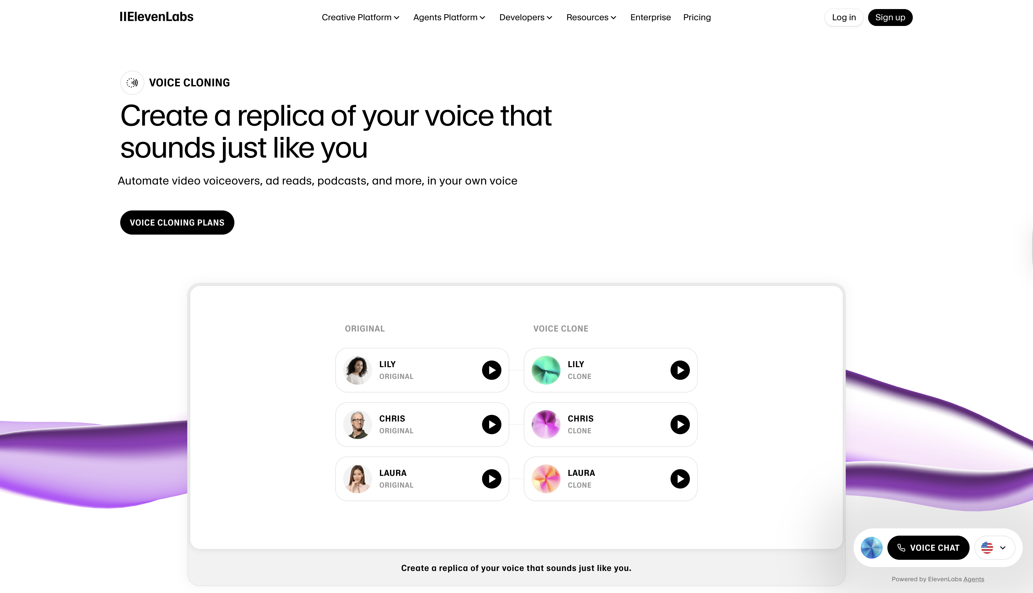 ElevenLabs interface