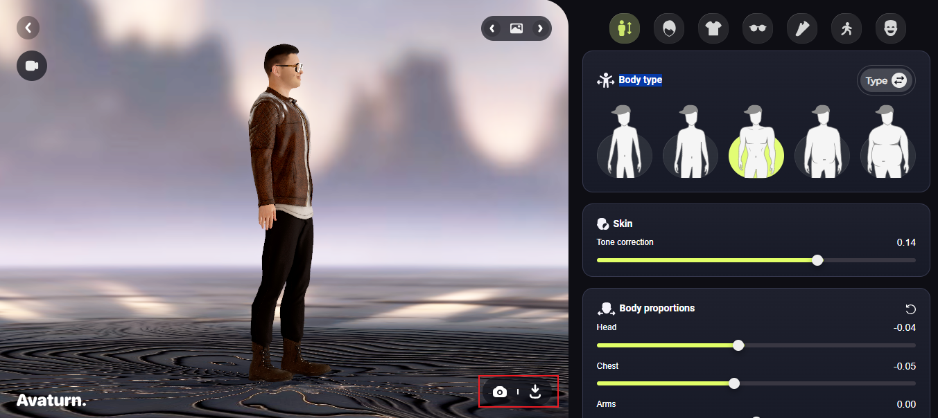 Téléchargement et partage Avaturn