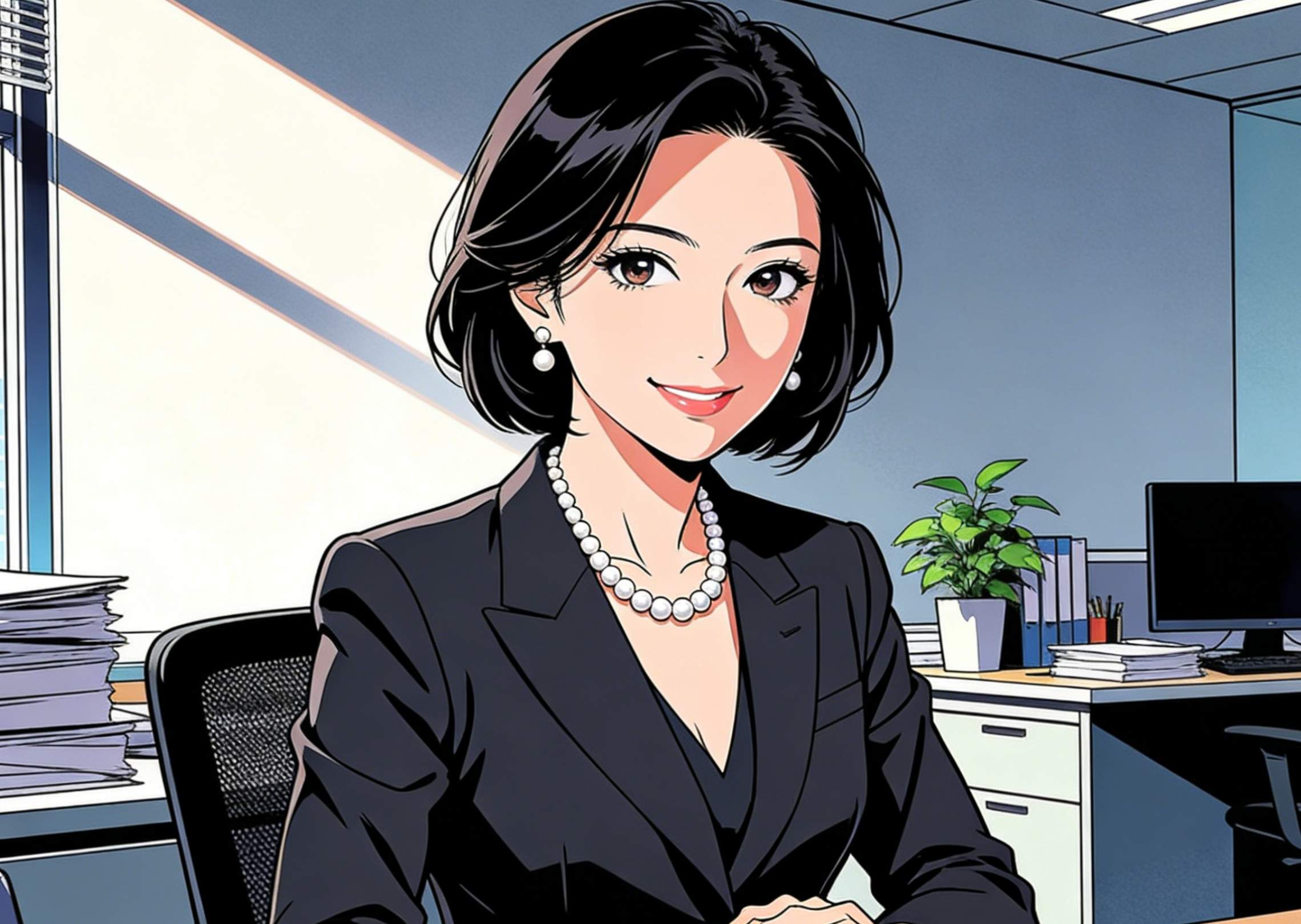 Craft a stunning professional headshot of a businesswoman