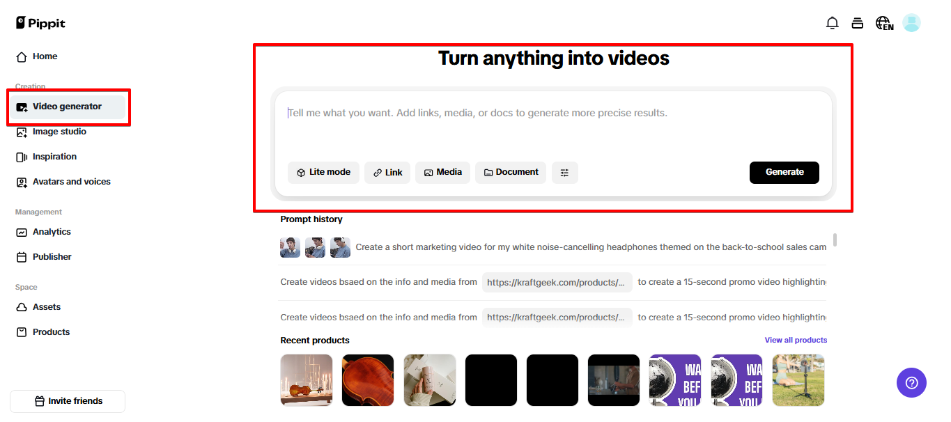 Pippit video generator