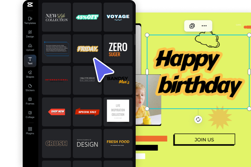 Upload media and customize your card