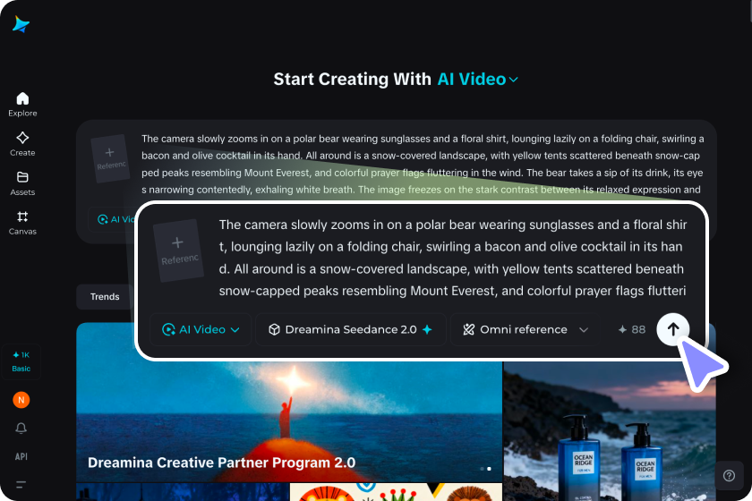 Open the video generator and write your prompt