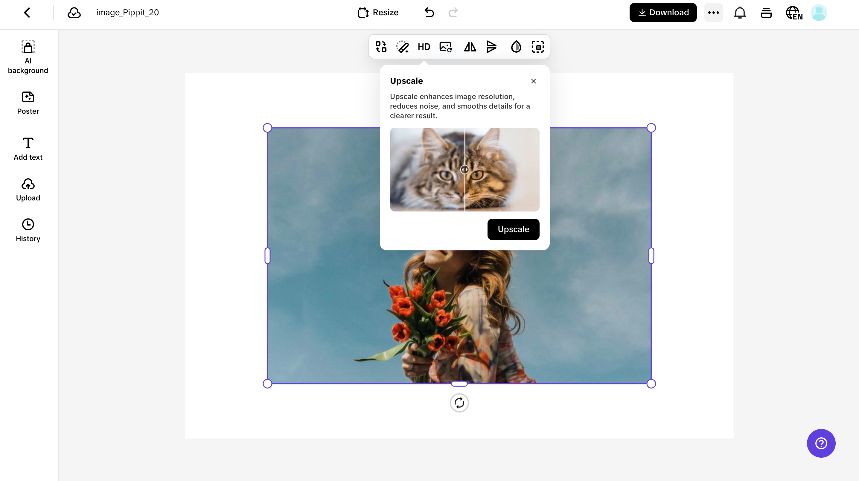 Upscale image with one click