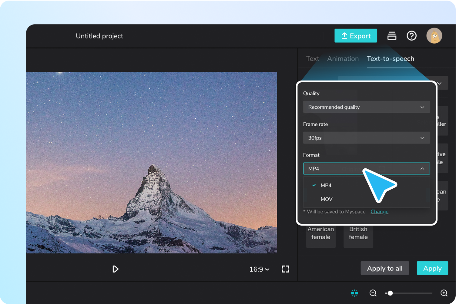Step 2：Select MP4 as the file format