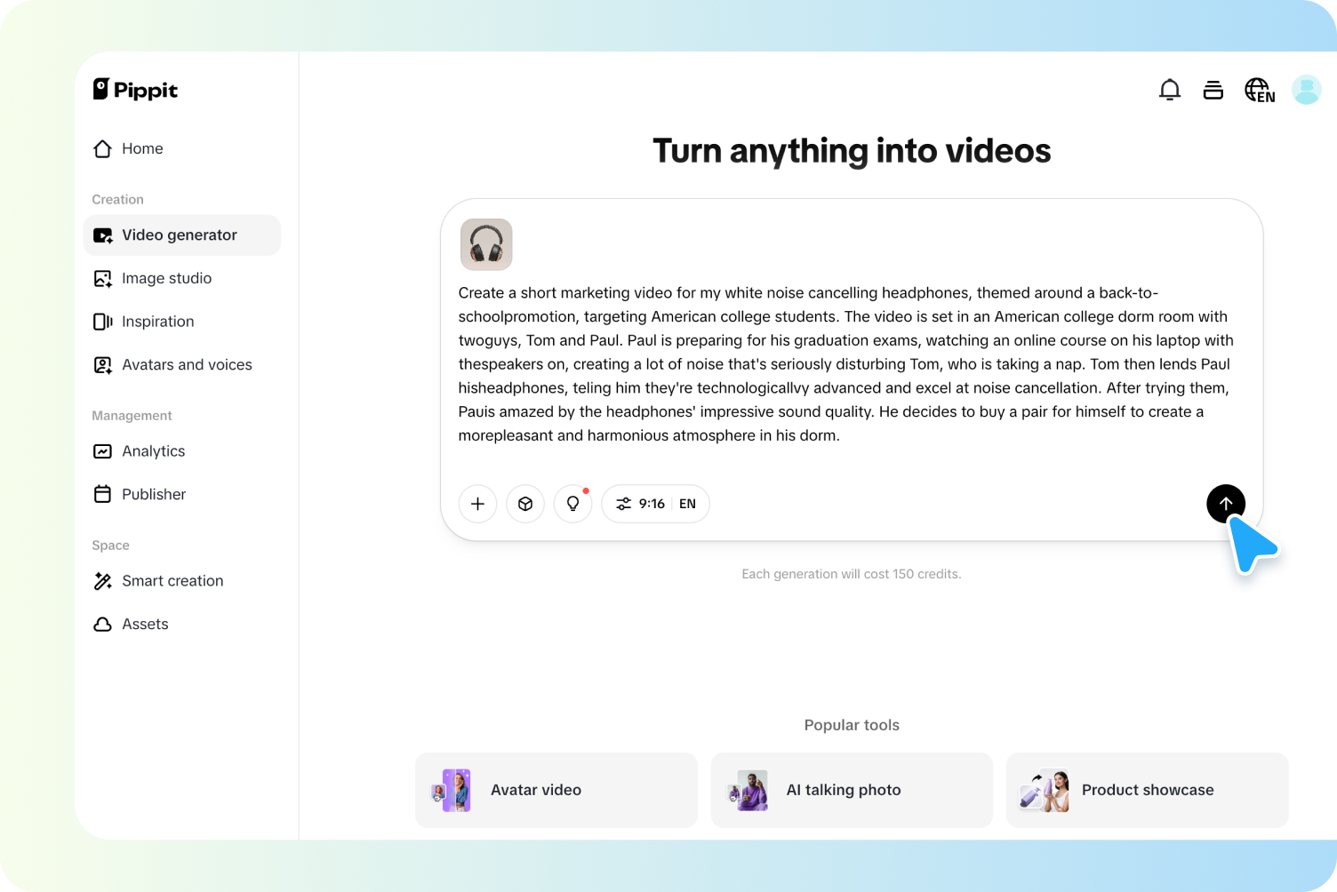 Generate commercial videos
