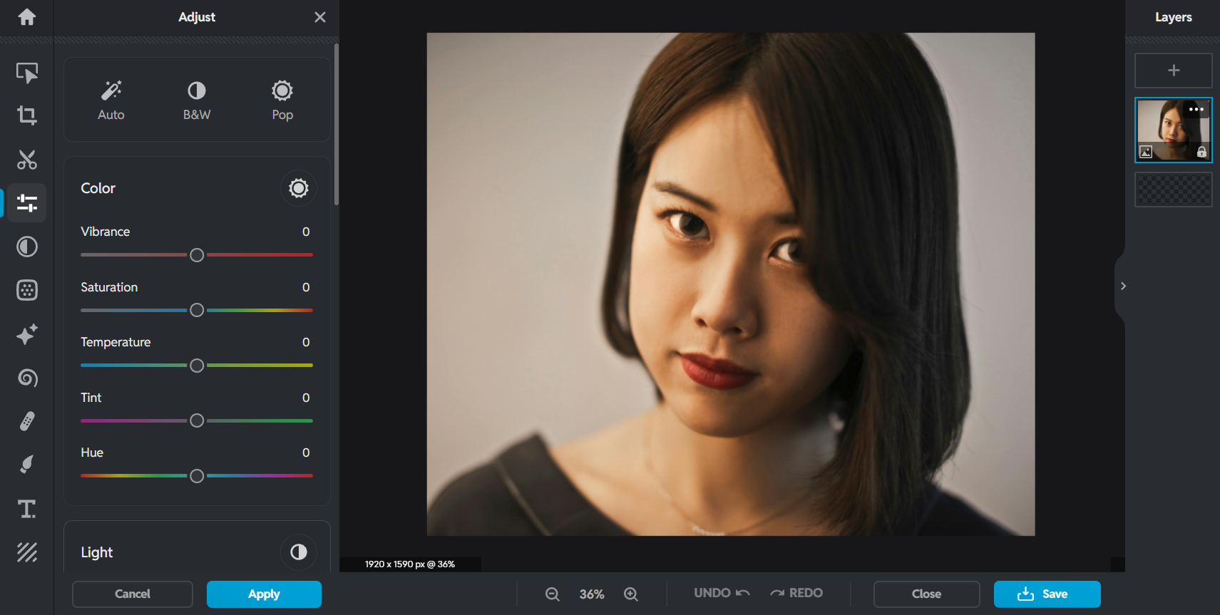 Pixlr photo editor tool