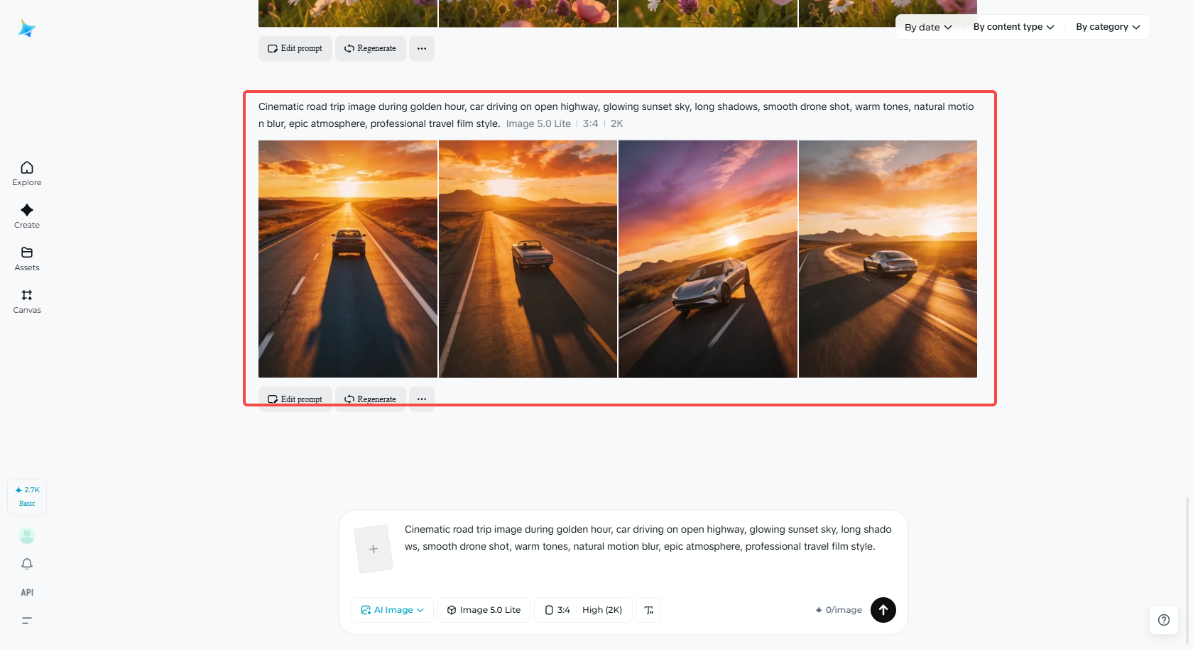 프롬프트를 사용하여 편집 및 재생성