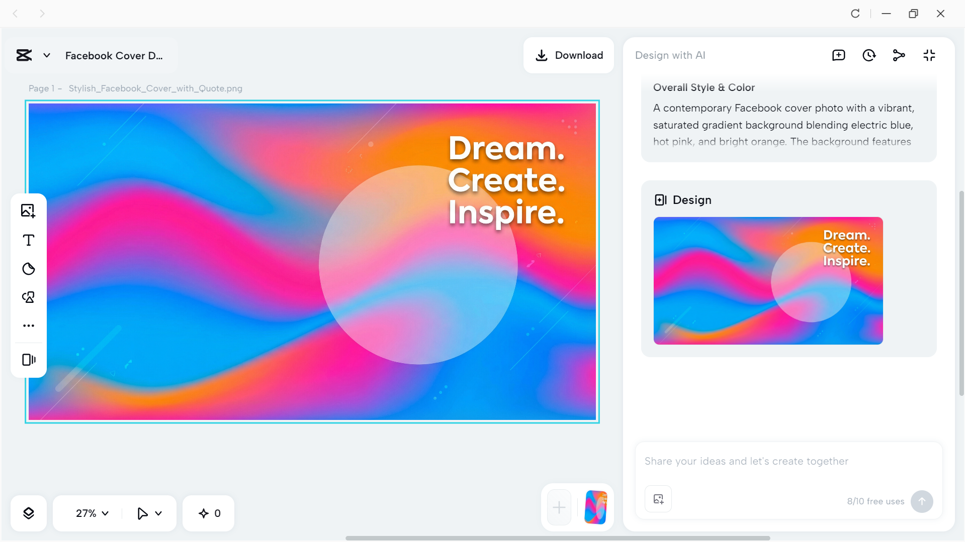 Editing interface of CapCut desktop video editor - an effective tool to design professional Facebook cover photos