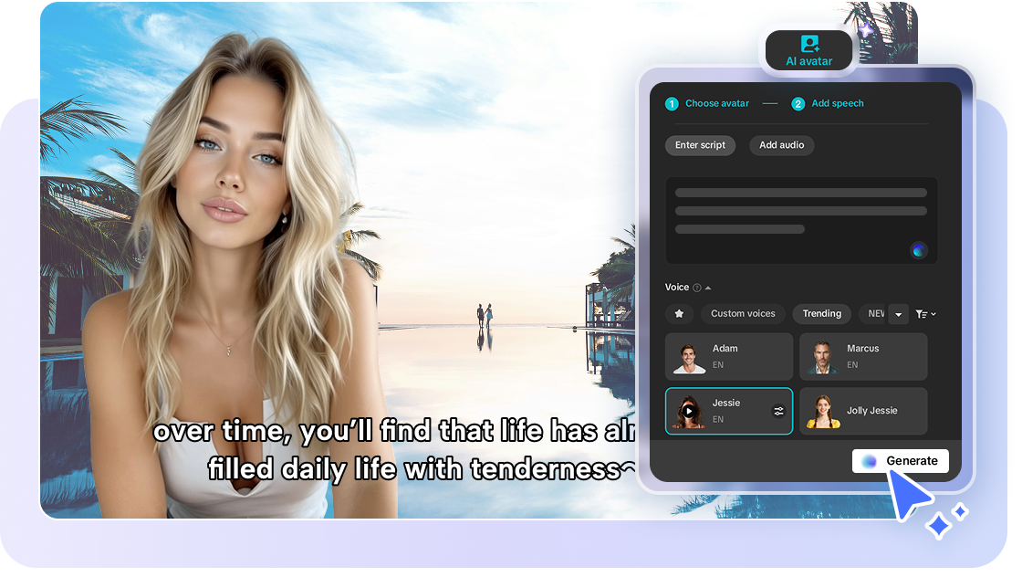 Hlasová postava AI integrovaná s avatarem pro synchronizaci rtů v CapCut