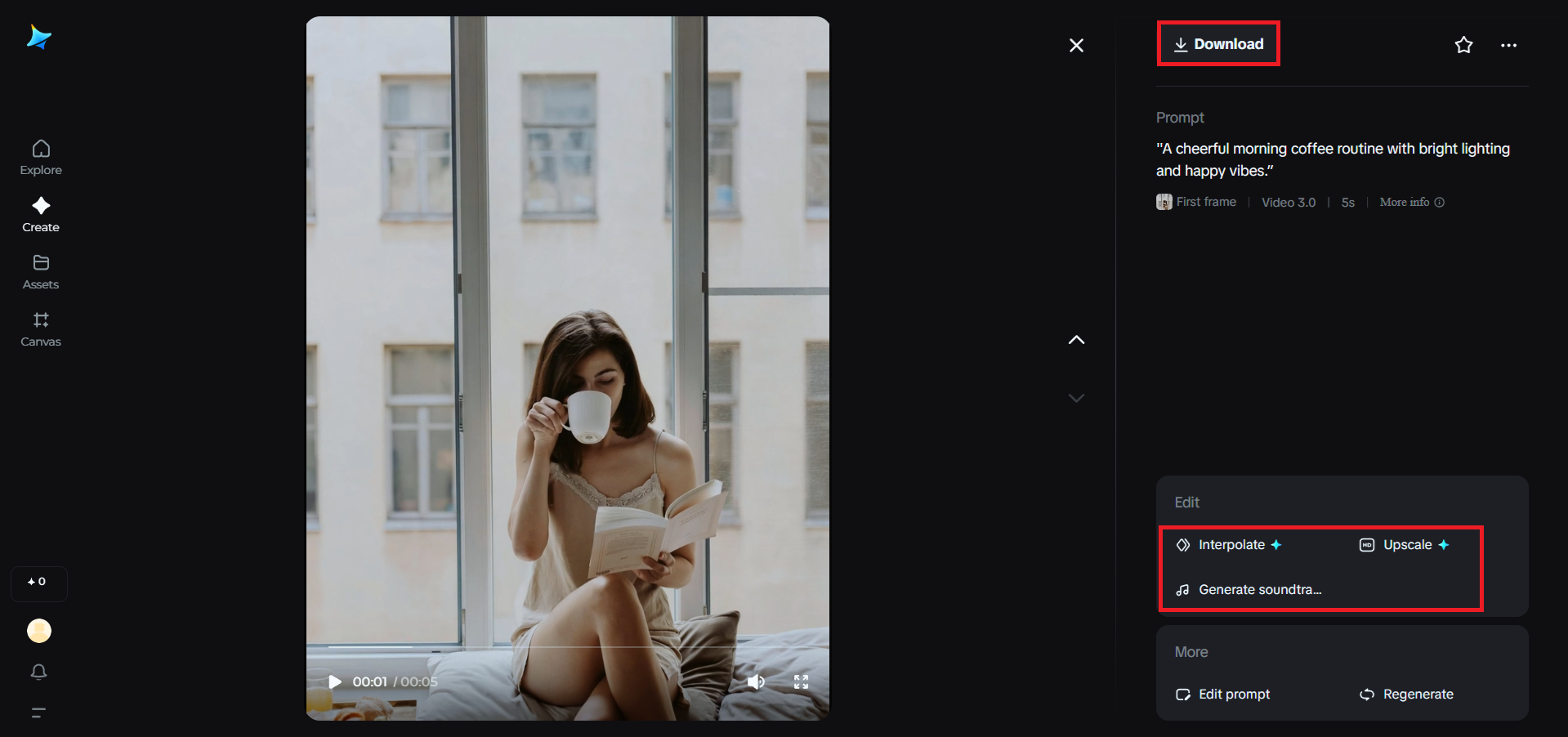 Edit and download the video