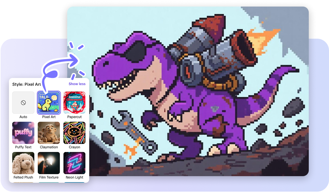 Estilos de geração de imagens no agente de imagens do Pippit