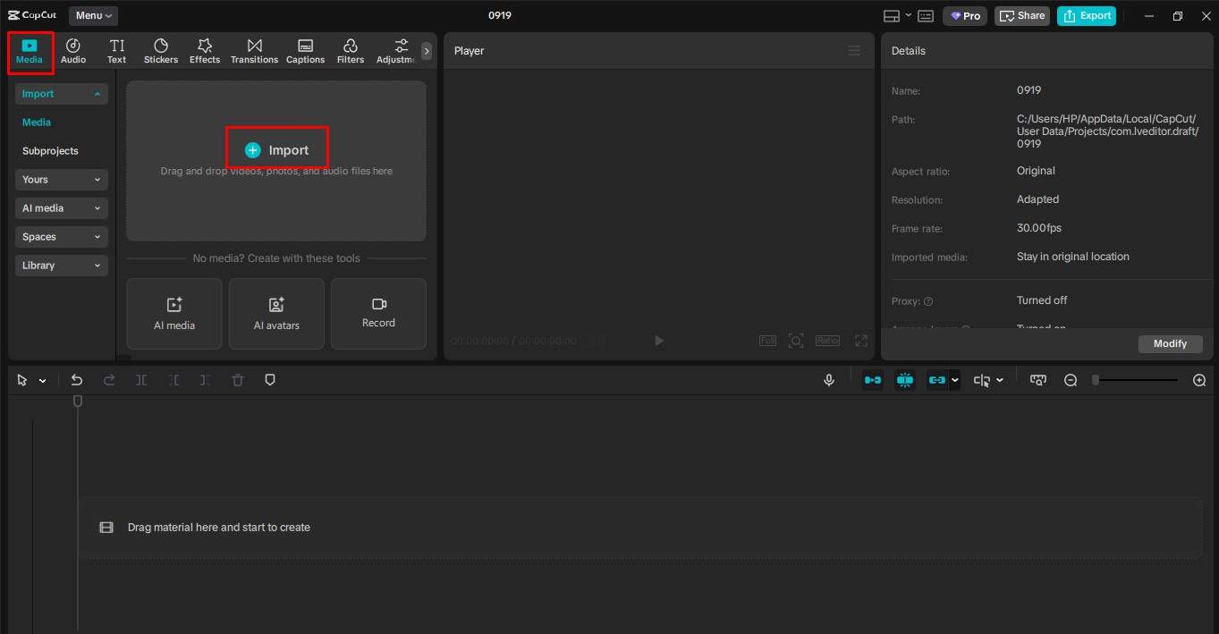 Import your video