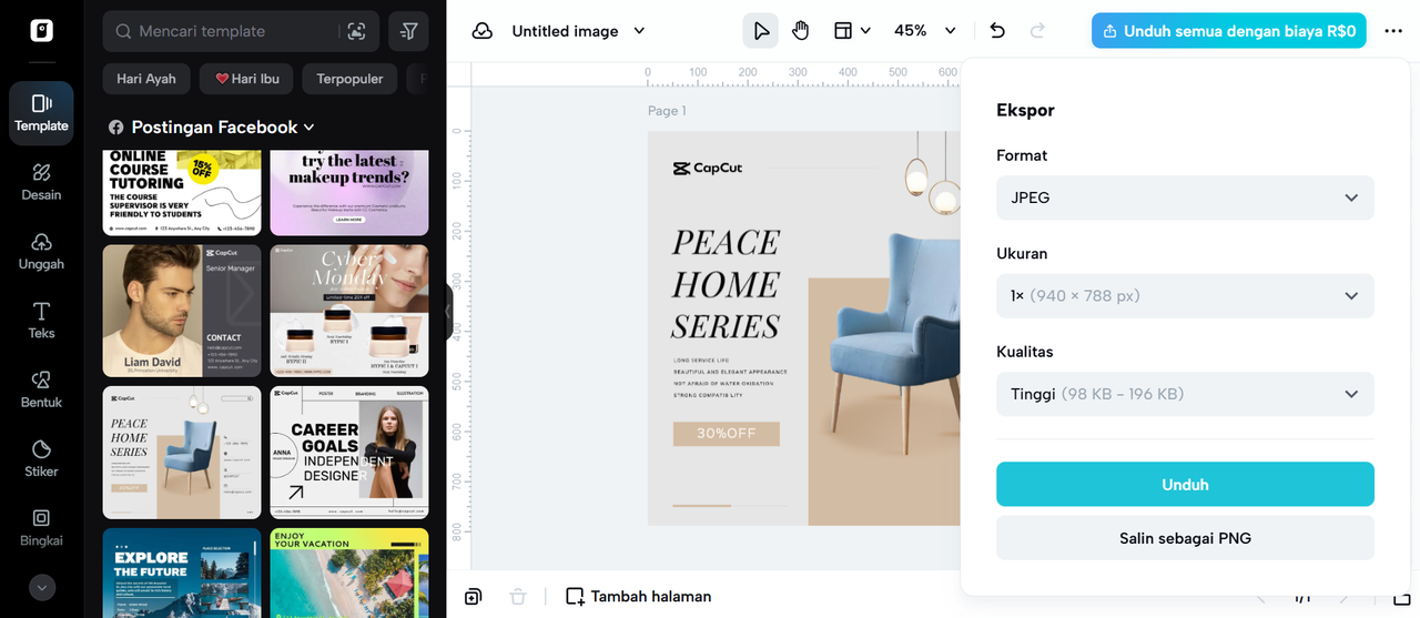 Pratinjau dan unduh hasil ubah ukuran gambar