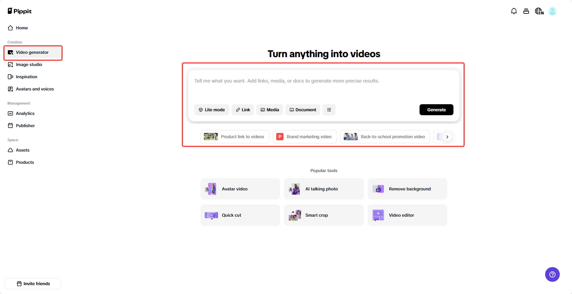 One-click product video generator