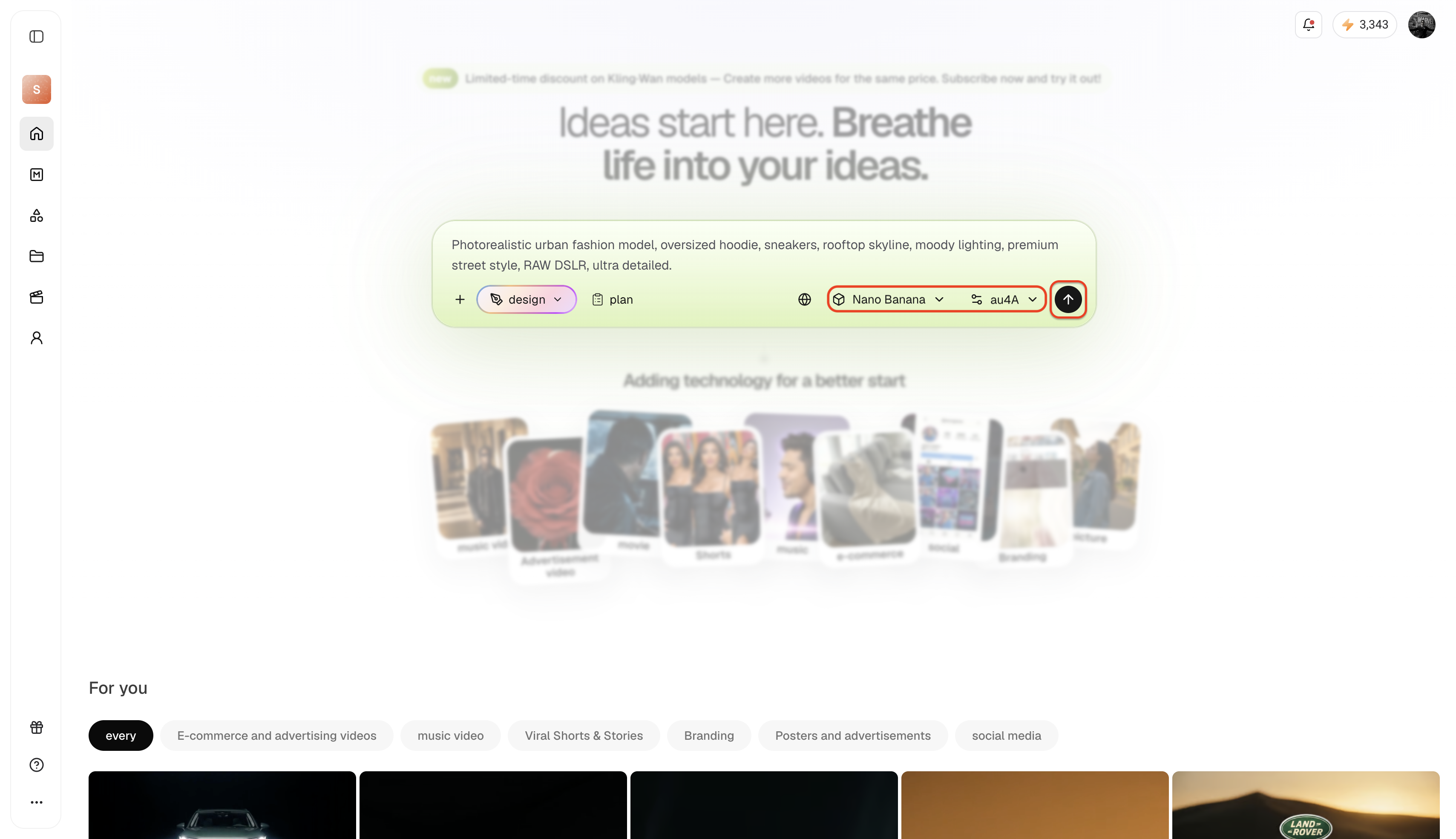 Input your idea and pick the model