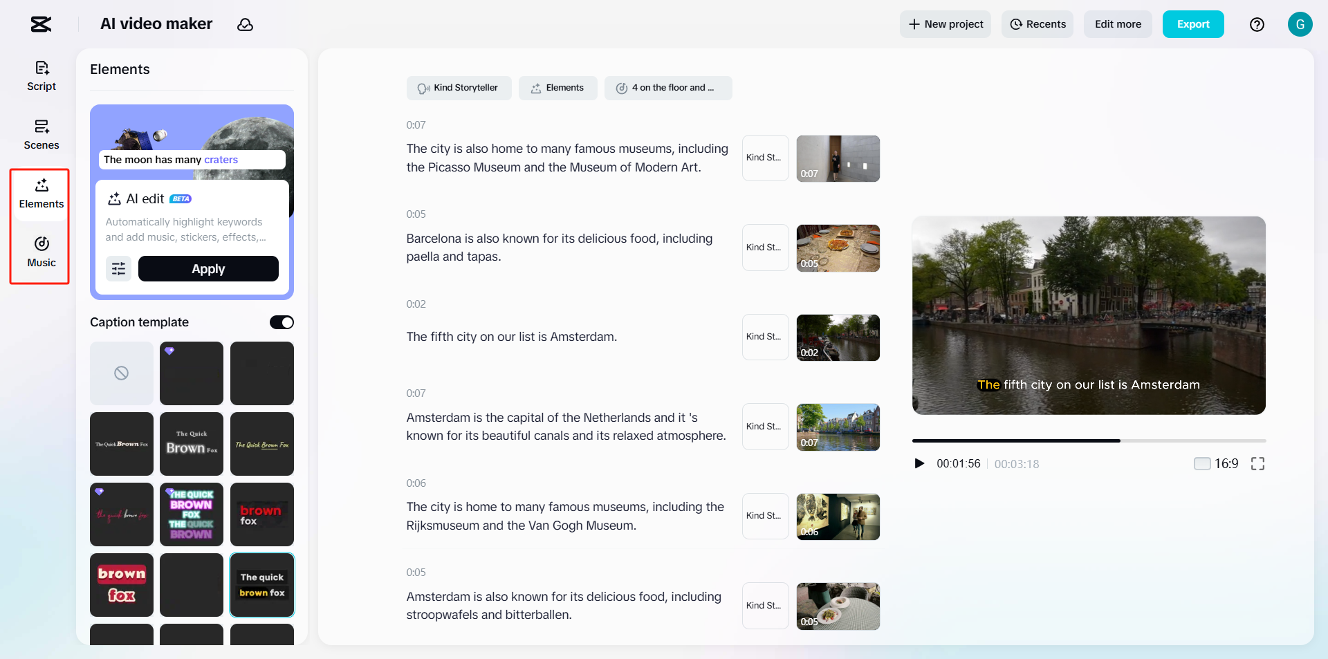 Add elements and music