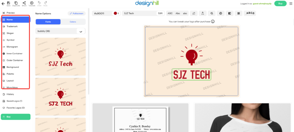 Tùy chỉnh logo với các tính năng