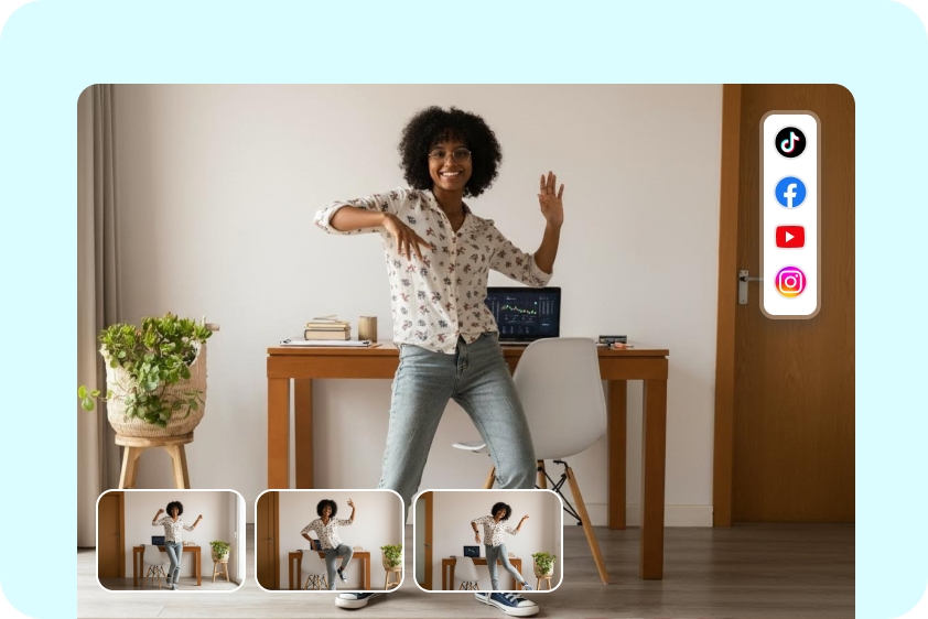 Publicaciones sociales hechas con IA de baile de foto a video