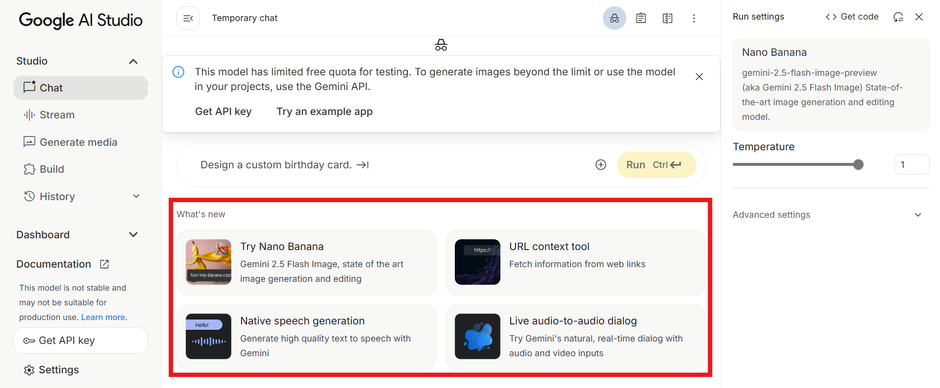Open Google AI Studio