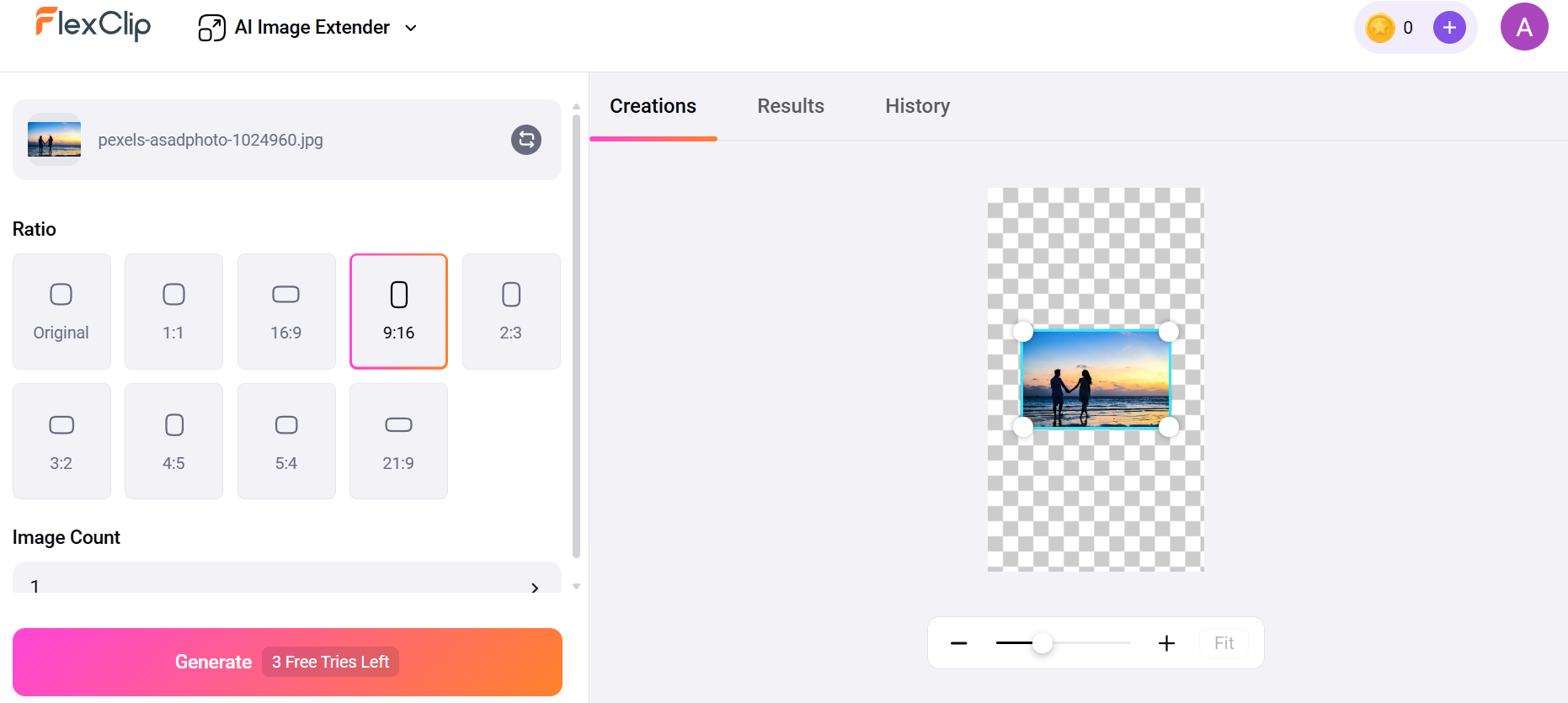 Interface do FlexClip