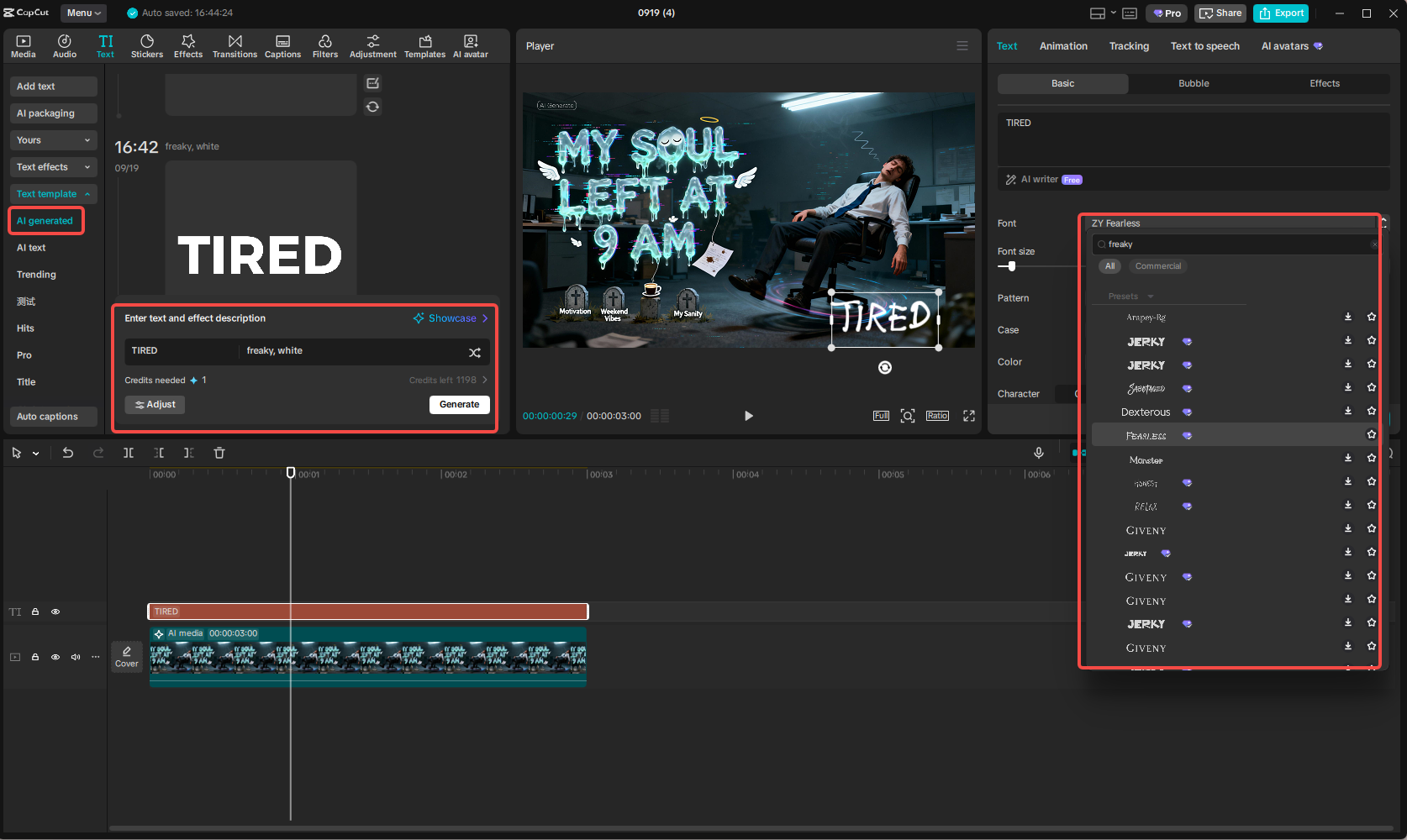 Add a freaky text font to the meme