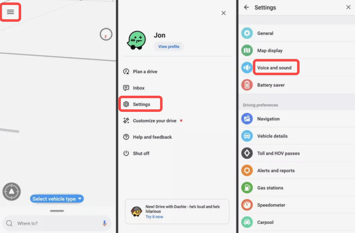 Ipinapakita kung paano baguhin ang boses sa Waze sa isang telepono