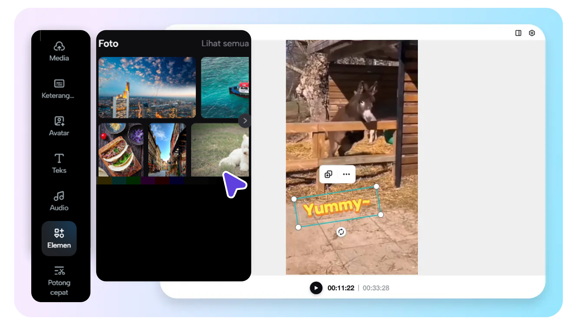 Gunakan alat pembuat video lucu untuk menambahkan teks overlay dan menciptakan video yang humoris.