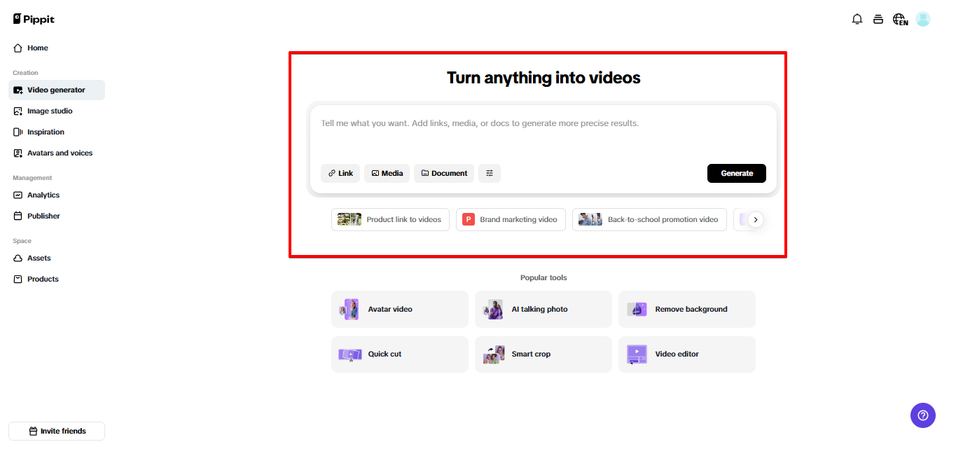 Pippit AI video generator
