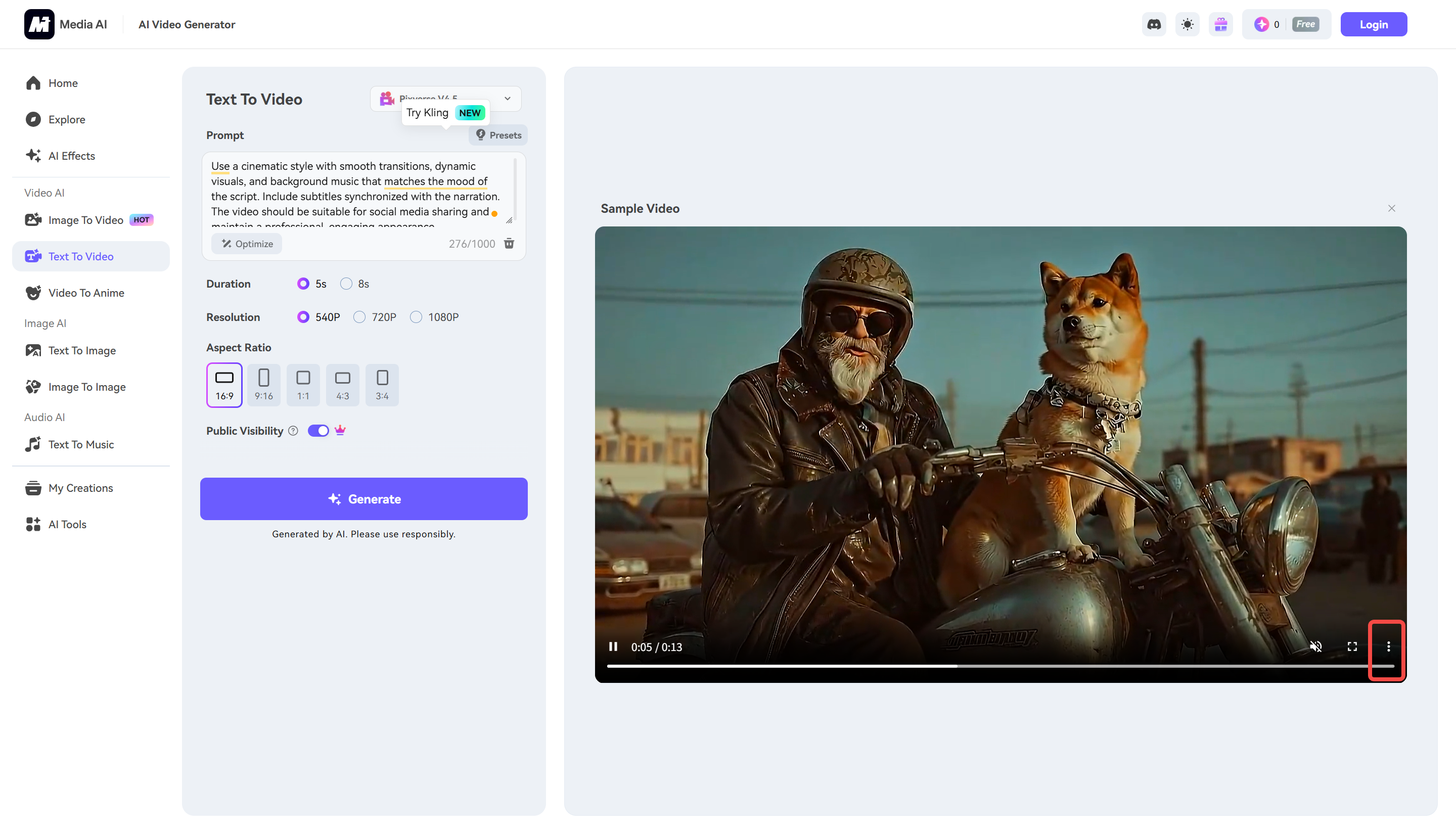 Showing how to generate videos with AI in Virbo