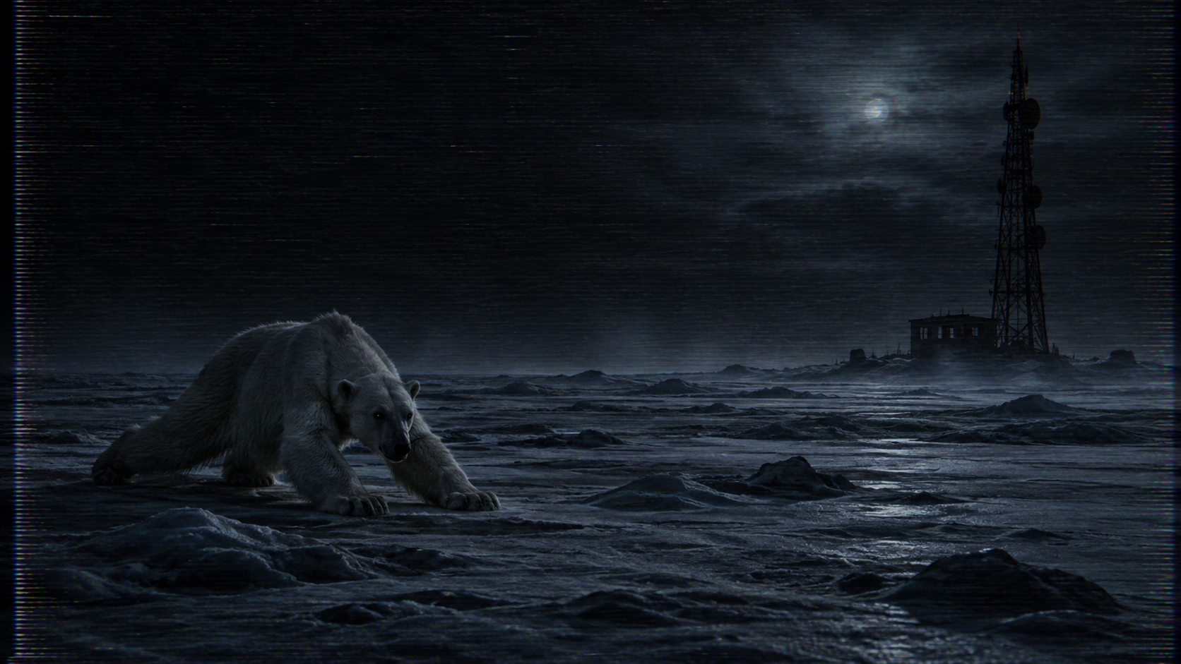 Contoh Versi Menara Radio Terbengkalai untuk video Polar Bear 2026 AI