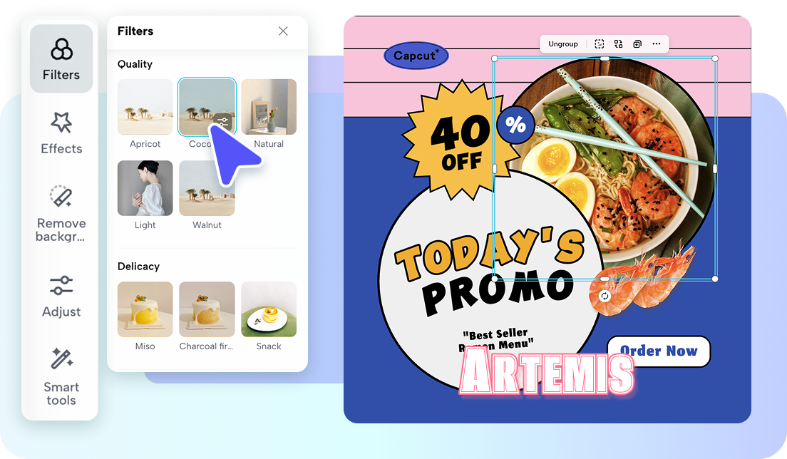 Toolkit pengeditan foto yang kuat untuk memperindah gambar.