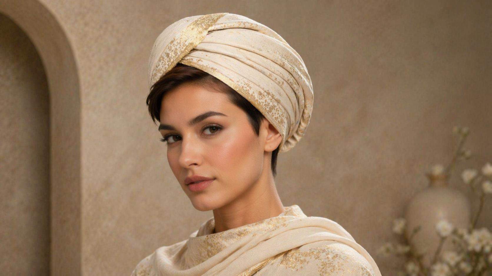 Dreamina virtual pagdi try on prompt example 2: Elegant cream pagdi