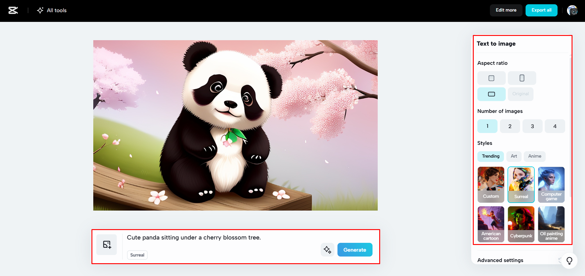 สร้างภาพจากข้อความด้วย CapCut Web