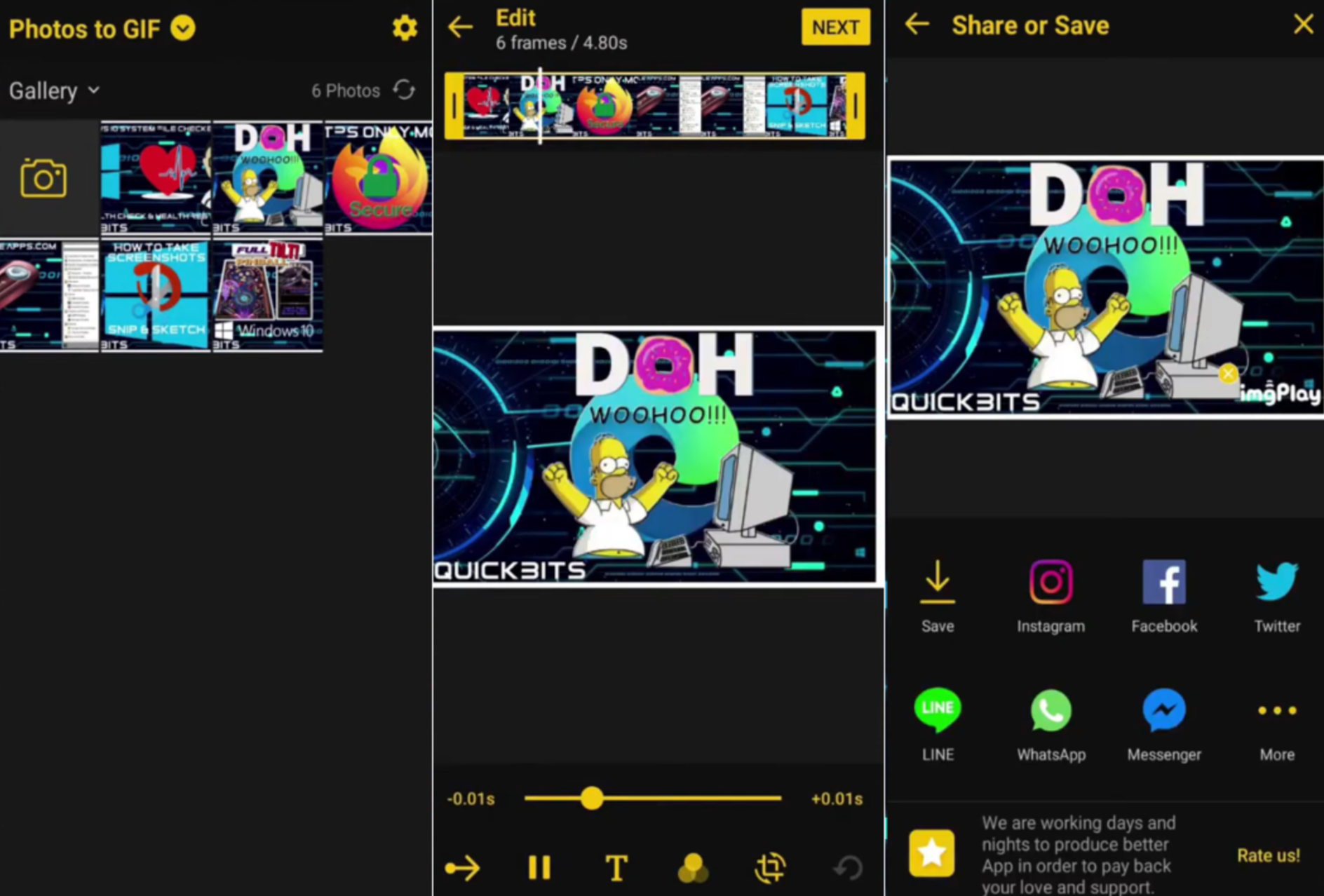 Creating GIFs on smartphones using ImgPlay, a free text GIF maker