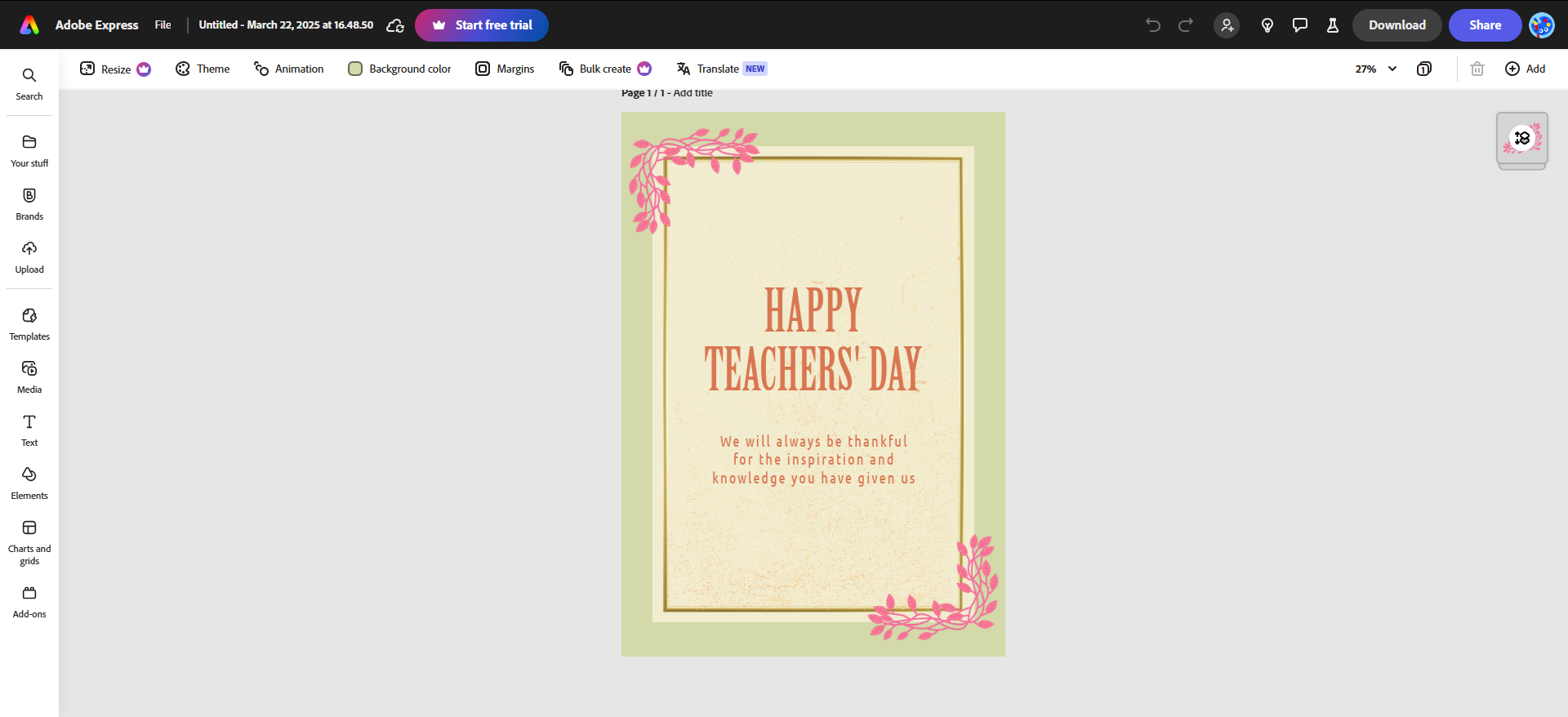card design for teacher